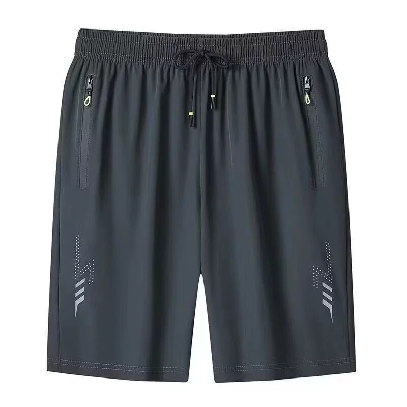 Летние мужские шорты быстро высушенный шелк со льдом спортивный досуг прохладный свободный большой размер носить тонкие укороченные брюки на пляже