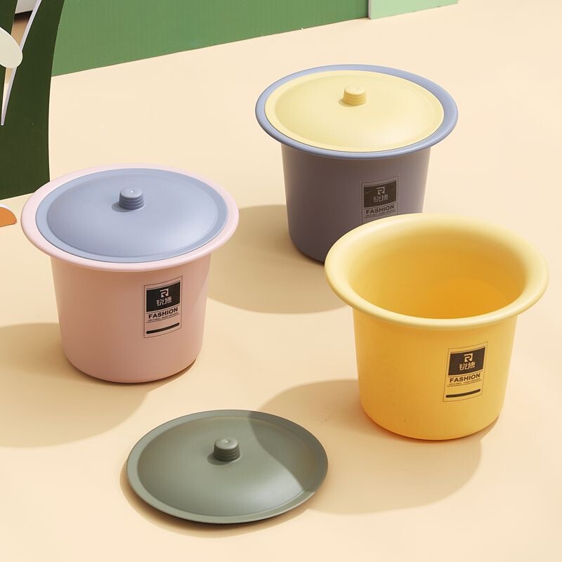 Pregnant Women's Room Spittoon, Elderly People's Tall Stool, Medium-Sized Children's Rice Bucket, Trash Can, Storage Car-Mounted Toilet with Lid, Potty