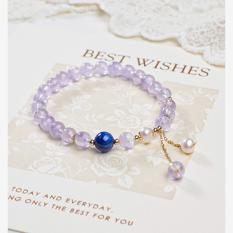 Genuine small design fashionable bead bracelet with amethyst pearl