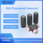澳华AHUA RJ45 T 型 千兆网线户外安防通讯 一进二出防水网口接头