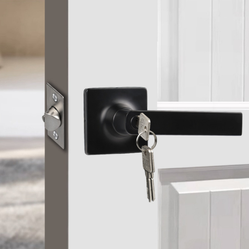 Personalizada aleación de zinc de tres barras cerradura de mano cerradura cuadrada cerradura de baño cerradura de canal cerradura americana de tres barras cerradura interior cerradura de mango de puerta de madera