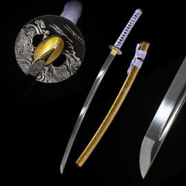 外贸批发黄金日本刀东洋居合武士刀冷兵器一体长刀高锰钢刀未开刃