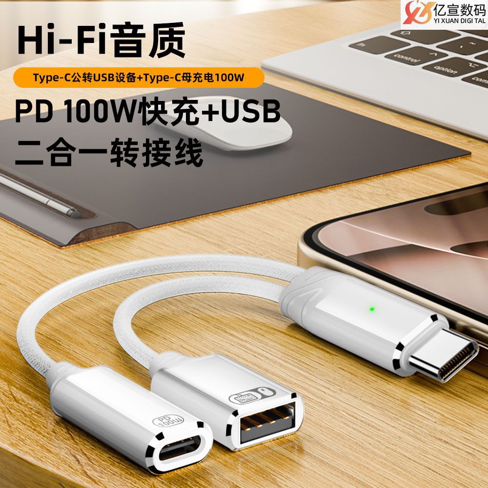Suitable for USB audio headset OTG adapter with TYPE-C fast charging U disk data 10GBTYPE-C charging