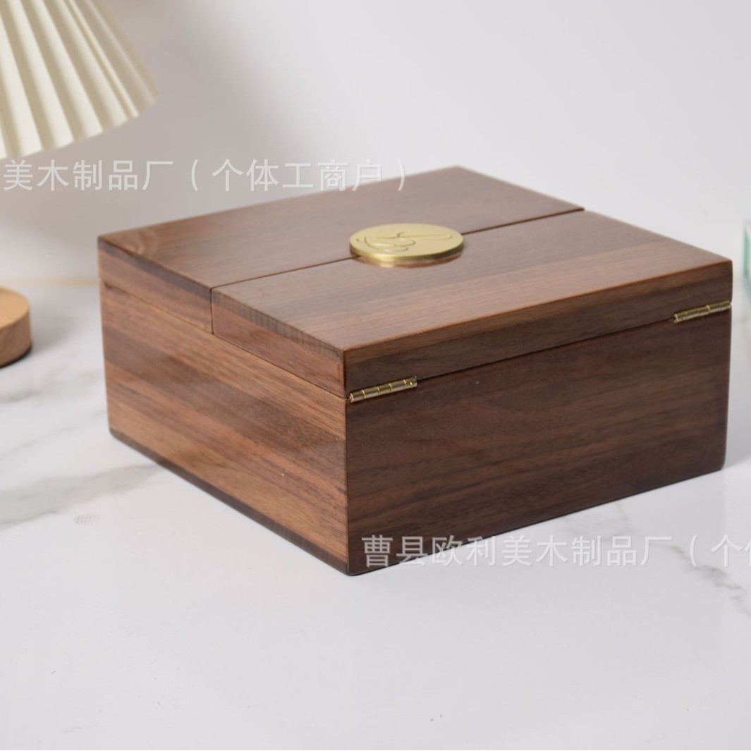 钢琴漆木质开盖糕点收纳盒胡桃木复古桌面亮光烤漆创意盒盒