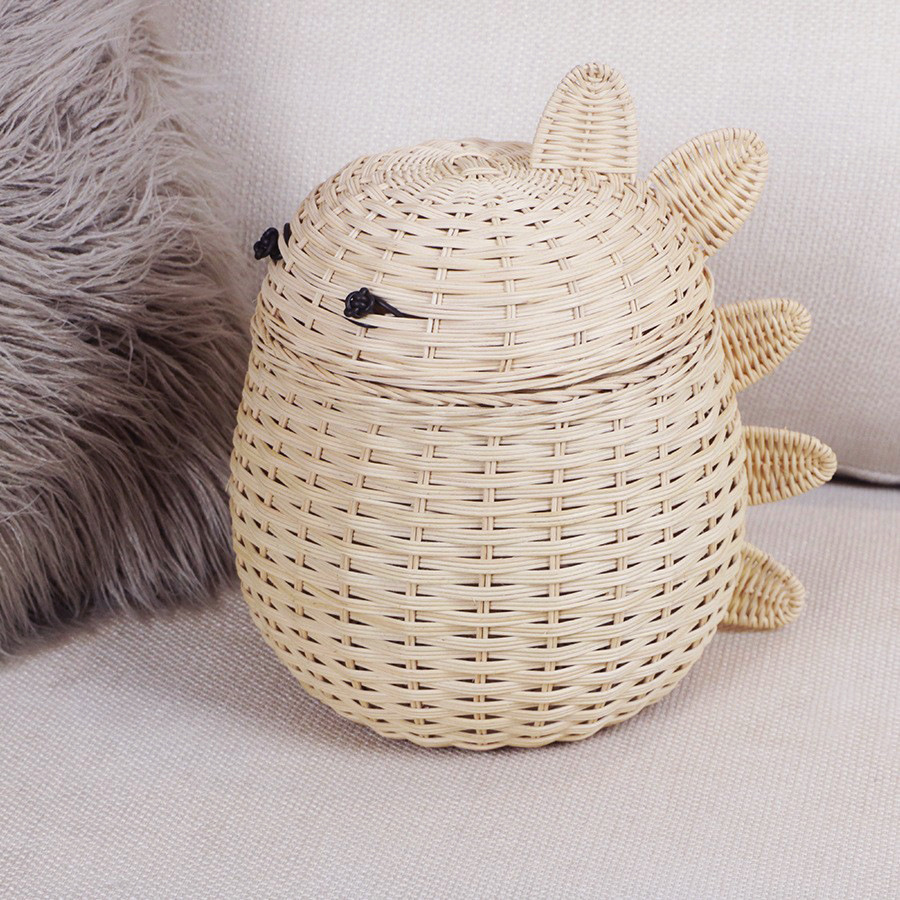 Cesta de juguetes de dinosaurio pequeña de ratán hecha a mano, cesta de almacenamiento decorativa para juguetes de bebé, accesorios de fotografía, cesta tejida de ratán natural