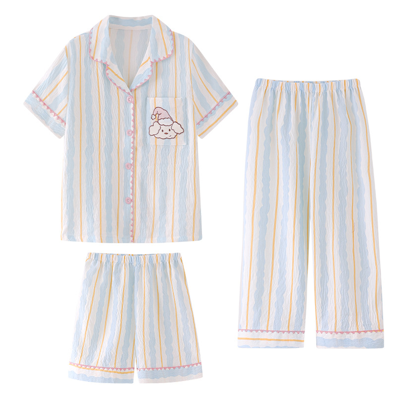 Pijamas para niños niñas de verano delgada ropa de bebé 2026 nuevo conjunto de hielo de seda de tres piezas