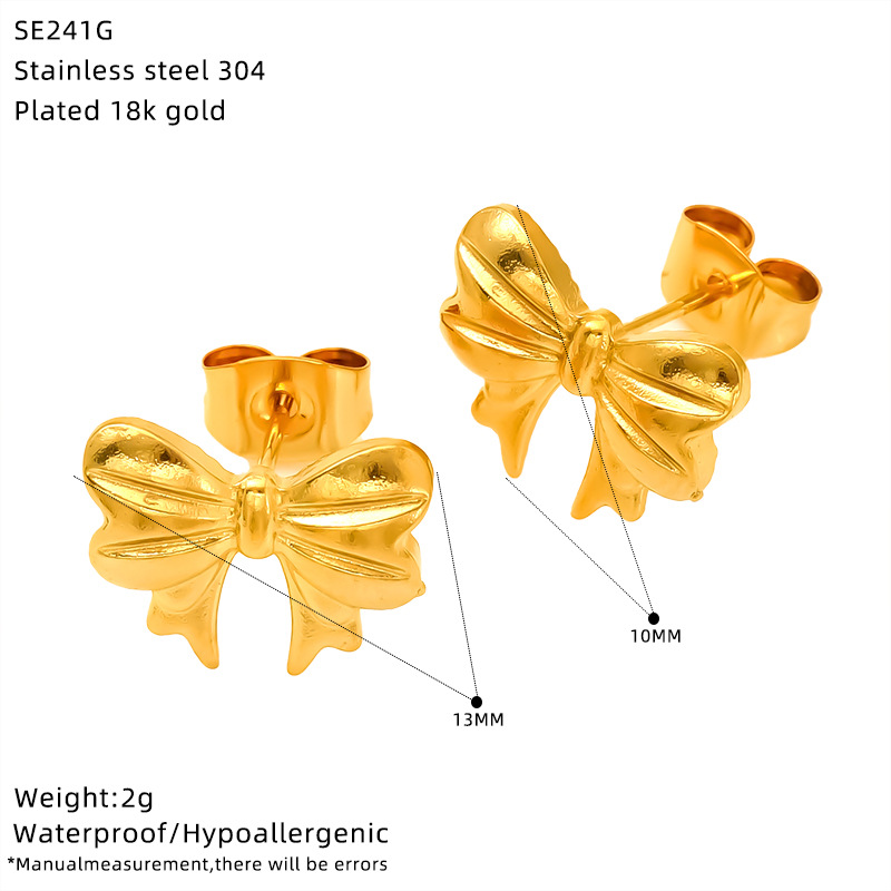 All Seasons Season 1 Pair IG Style Classic Style Heart Shape Flower Bow Knot 304 Stainless Steel Ear Studs