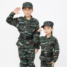 儿童虎斑迷彩服套装男女童演出服夏令营作训服拉链款中学生军训服