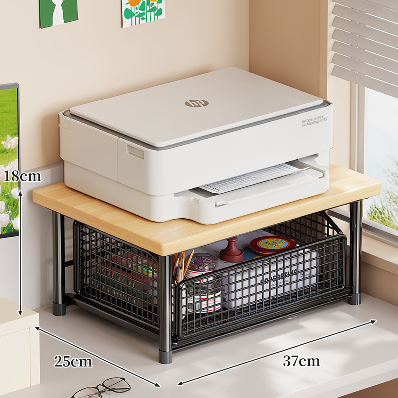 Estante Organizador para Impresora de Hierro y Madera con Cajón para Oficina image 6