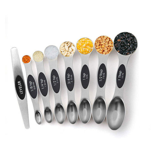 Amazon stainless steel magnetic double-ended measuring spoon 9-piece set, baking measuring spoon and cup set 8-piece set