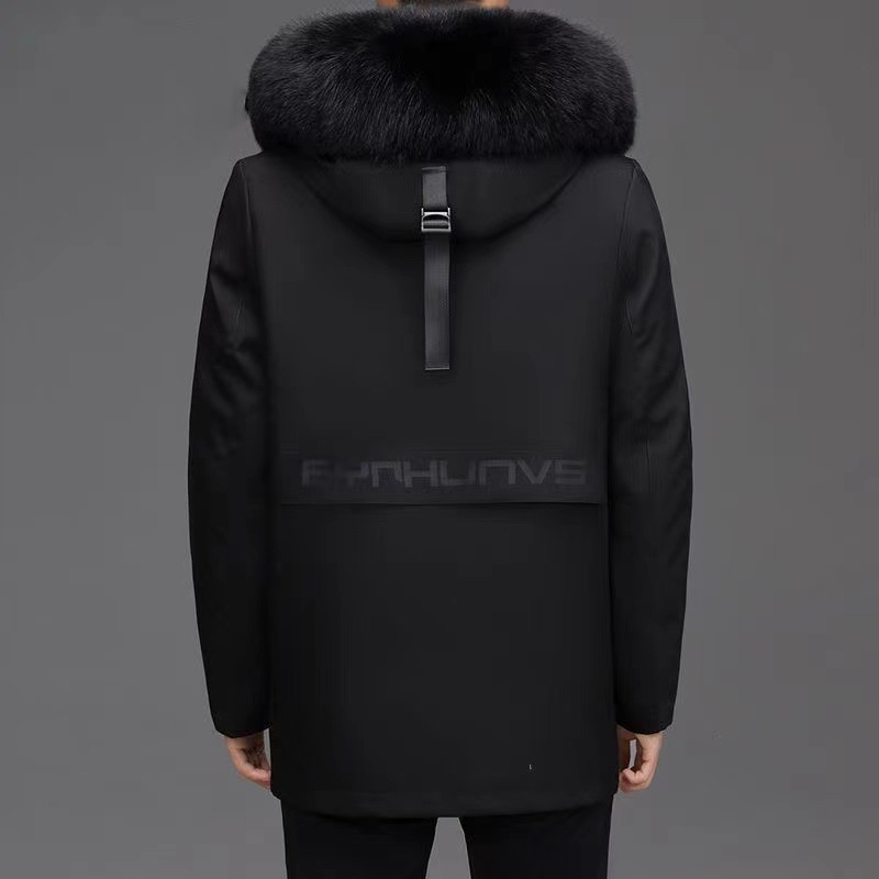 Simba black coat rabbit fur liner + fox fur collar