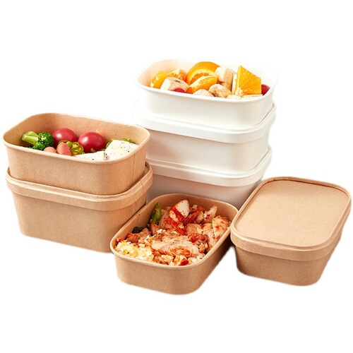 Kraft paper lunch box disposable rectangular light food paper packaging box fried chicken barbecue salad bento takeaway box
