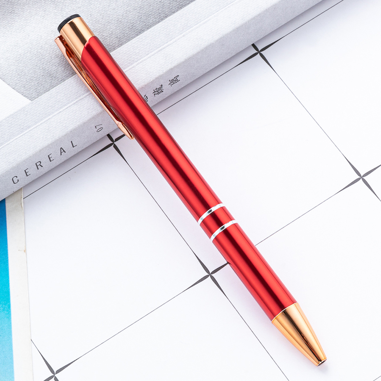 Metal bolígrafo de presión dos bobinas de aluminio barra de pluma de negocios puede imprimir logotipo publicitario regalo bolígrafo promocional fábrica al por mayor