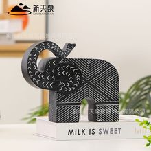 现代欧式几何条纹大象高档酒柜玄关摆件简约客厅家居软装饰品跨境