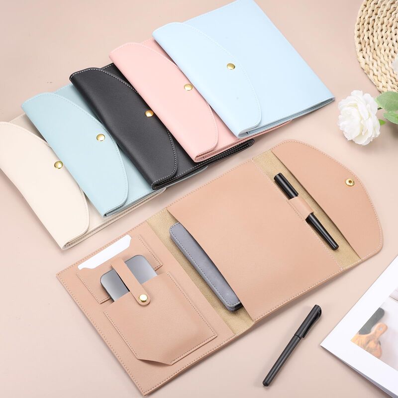 Cross-Border Same Style Record Book Cover Leather Case A5 Conference Notebook Storage Briefcase Notebook Leather Case