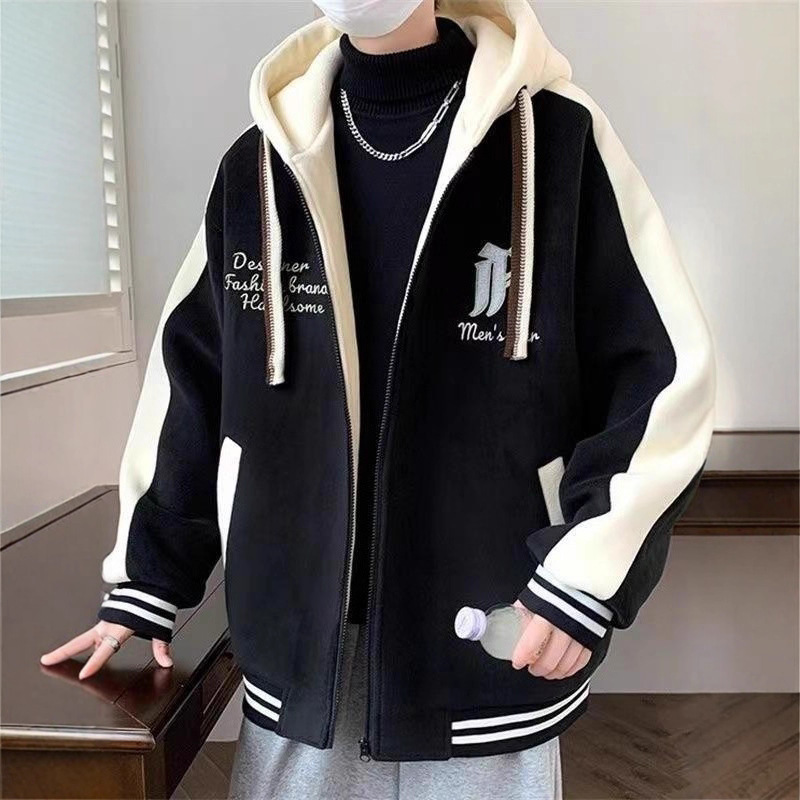 Thin Hooded Youth Jacket Men's Loose Casual Jacket Spring and Autum 15-Year-Old Student Sweatshirt New Baseball Uniform Thin Hooded Youth Jacket Men's Loose Casual Jacket Spring and Autum 15-Year-Old Student Sweatshirt New Baseball Uniform