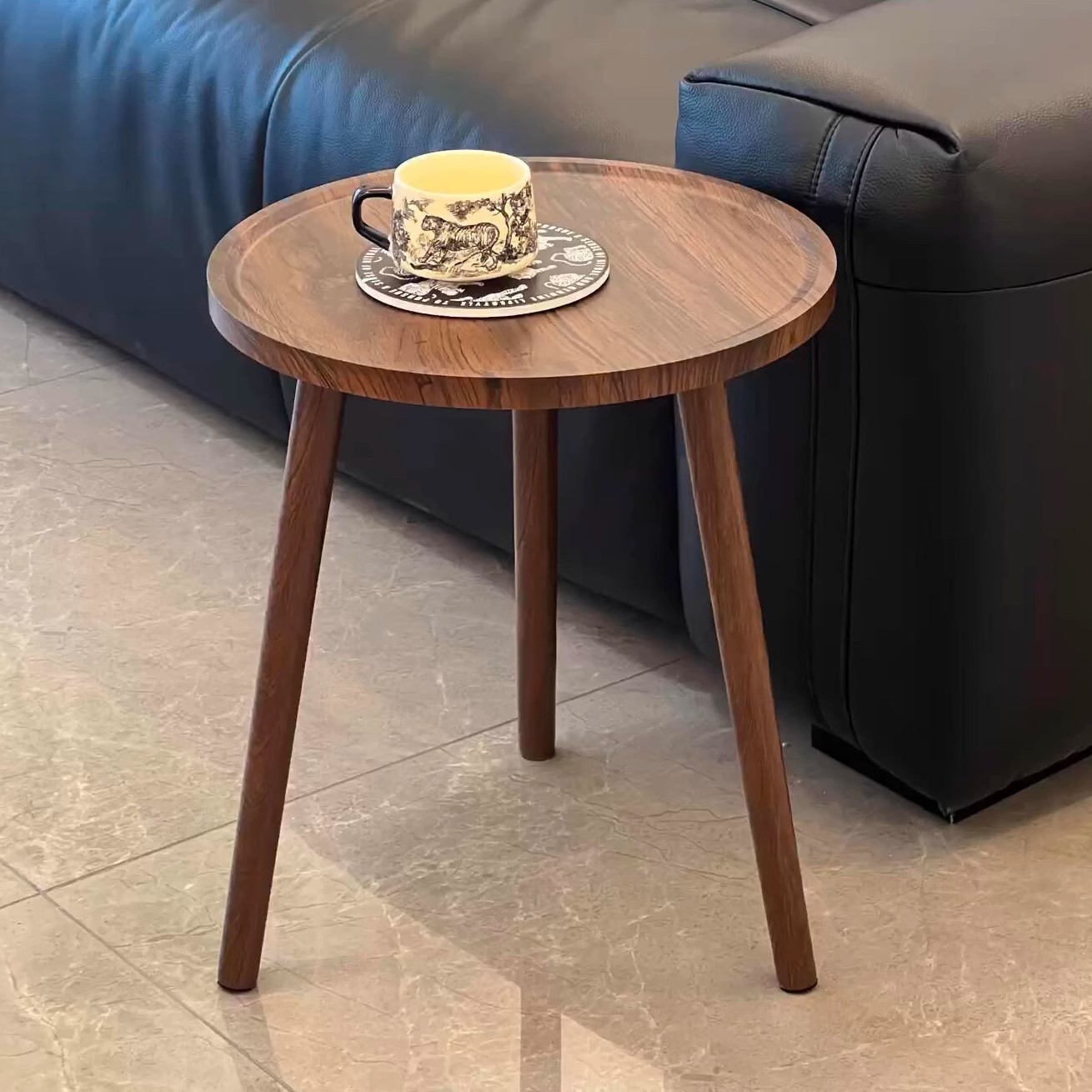 중간 고대 스타일 작은 라운드 테이블 커피 테이블 높은 느낌 발코니 소파 사이드 테이블 거실 가구 작은 라운드 테이블 빛 고급 작은 코너 테이블