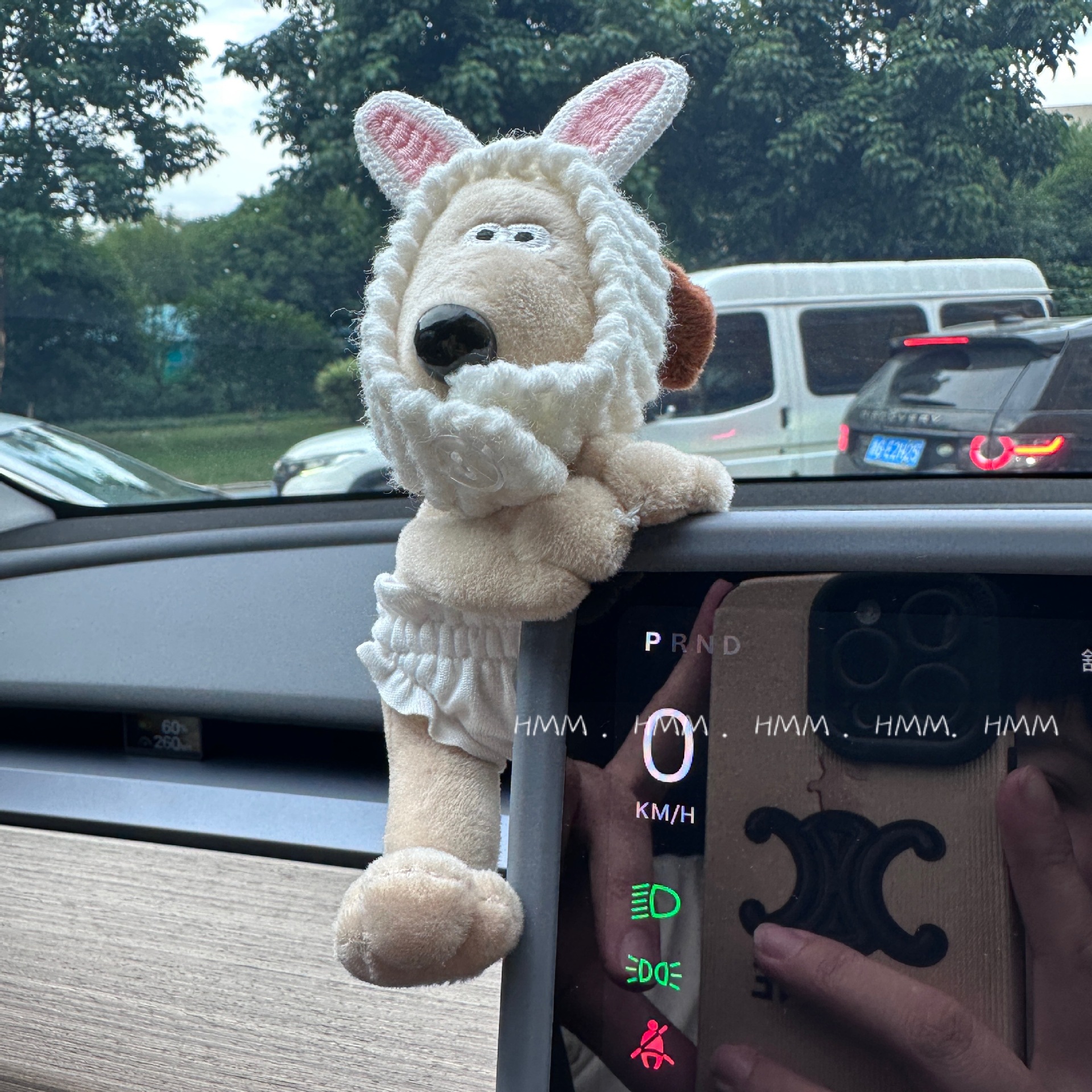 Kit de materiales para hacer una linda decoración de palanca de cambios de coche con forma de perro, adorno de peluche para el interior del coche, regalo de cumpleaños moderno.
