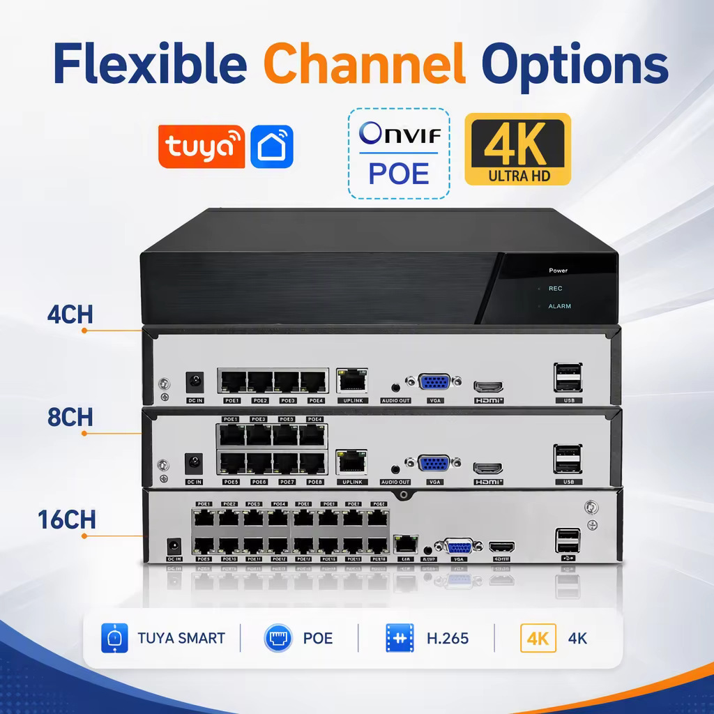 NVR Surveillance Host Tuya Smart Network Monitoring System POE Powered Camera Collection Backend Cross-Border Exclusive Supply