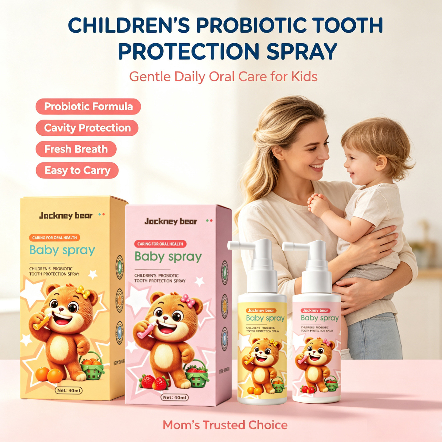 Cross-border foreign trade children's mouth spray with probiotics for dental health, cavity prevention, and fresh breath, oral cleaning spray for infants and toddlers