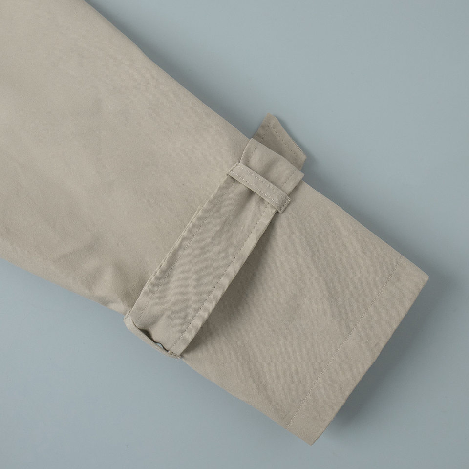 Áo khoác trench coat nữ dáng dài phong cách Âu Mỹ, chất liệu cotton, form rộng có dây thắt eo — Màu kaki, màu xám chi tiết 16