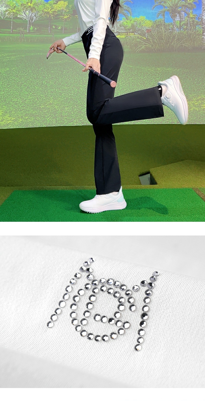 Áo thun golf nữ cổ tròn tay ngắn mùa hè thu — YF709-Áo mặc trong màu đen, YF709-Áo mặc trong màu trắng chi tiết 7