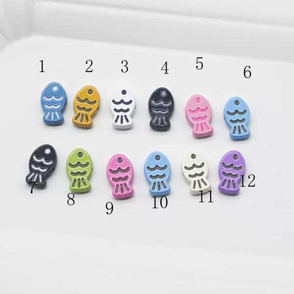 Popular Cartoon Multi-Color Fish-Shaped Lacquered Alloy Pendant Necklace Phone Bracelet DIY Accessory Parts