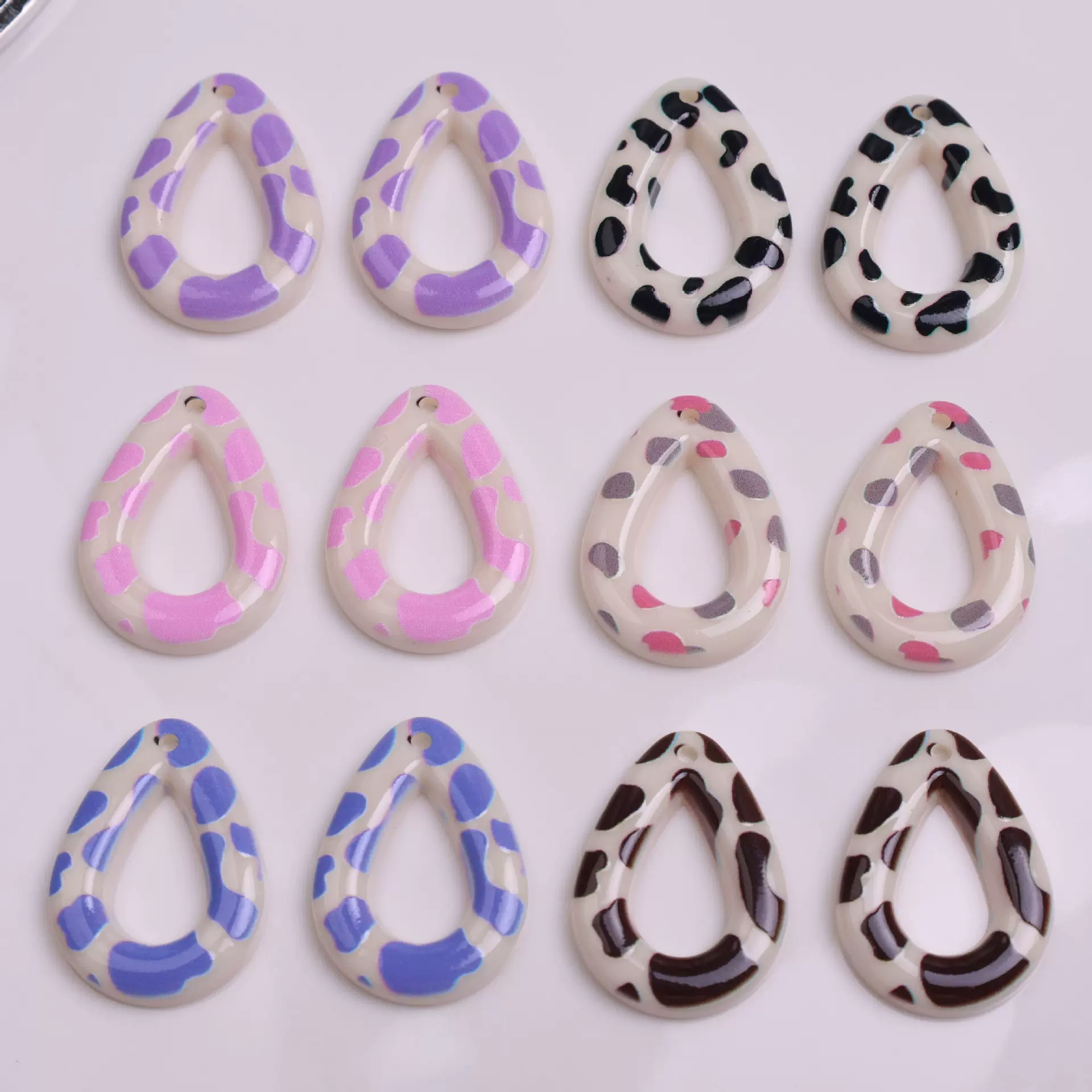 时尚豹纹镂空水滴挂坠 DIY项链坠子耳环吊坠钥匙扣小饰品配件材料