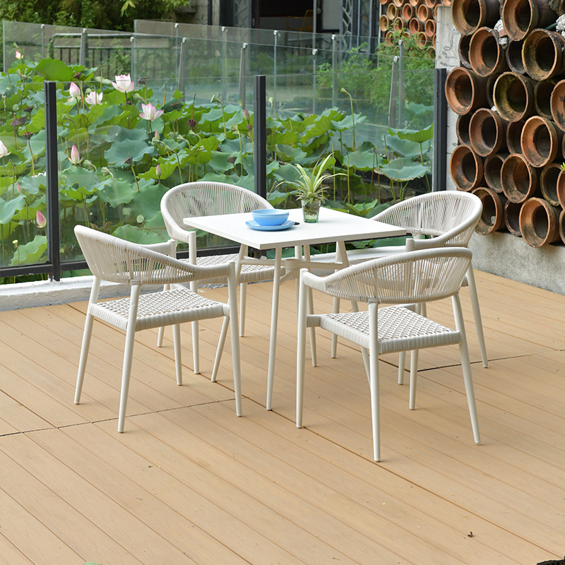 Mesa redonda de acero al carbono impermeable para exterior, balcón, bar o restaurante