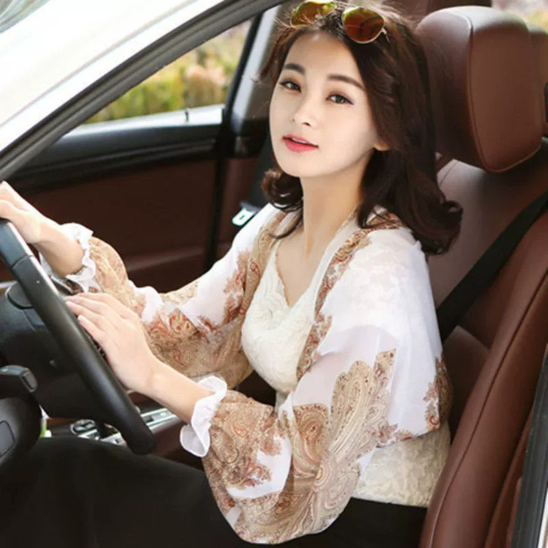 Стойка Взрывы Летний солнцезащитный крем Маленькая шаль Женский шифоновый шелковый шарф с длинным рукавом Вождение Велосипед УФ-защита