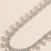 珍珠流蘇mm鑽鏈雙排碼鏈diy服裝輔料婚紗裝飾跨境廠家直銷代發