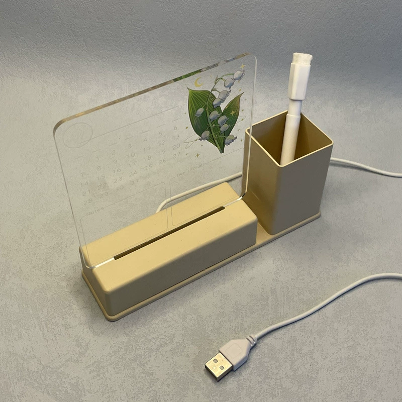 Pens holder, night light, calendar, acrylic board, LED lantern for bed, 3D
