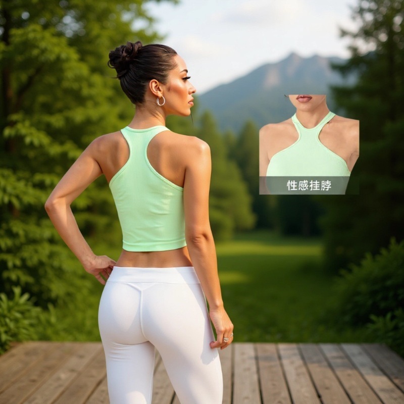 定制无痕挂脖瑜伽文胸户外跑步运动内衣高强度防震美背健身背心女|undefined