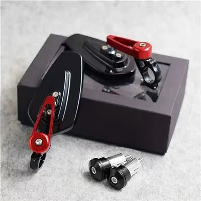 Motorcycle rearview mirror Modified Aluminum Alloy Handlebar - blue-mirror-red