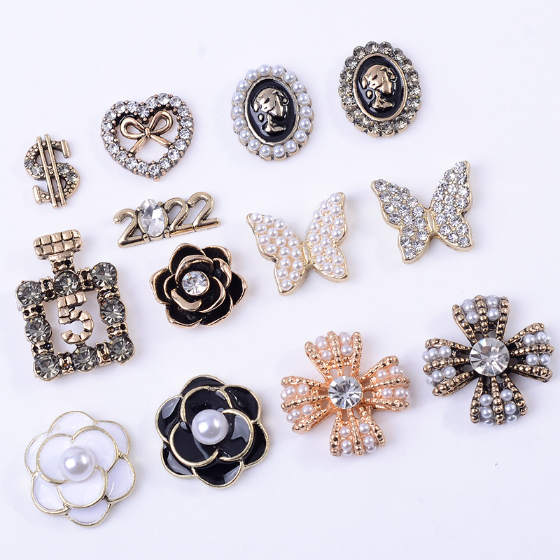 DIY Nail Art Material Factory Spot Direct Supply 2022 Perfume Butterfly Beauty Head Pearl Rhinestone Alloy Accessories