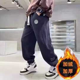 男童裤子春秋款灯芯绒新款儿童一体绒卫裤秋装中大童长裤运动裤