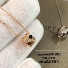蜂巢微笑项链女高版本CNC精雕六边形小圆筒蜂间钻锁骨链笑脸礼物