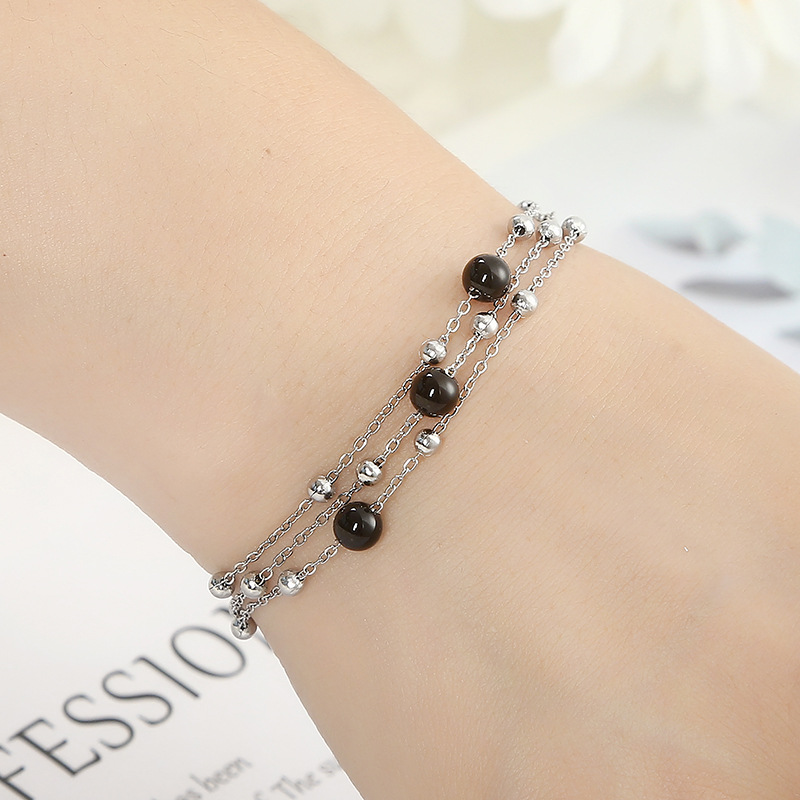 Stainless Steel, Agate, Pearl Material Fashion Geometric Stainless Steel Agate Pearl Bracelets 1 Piece