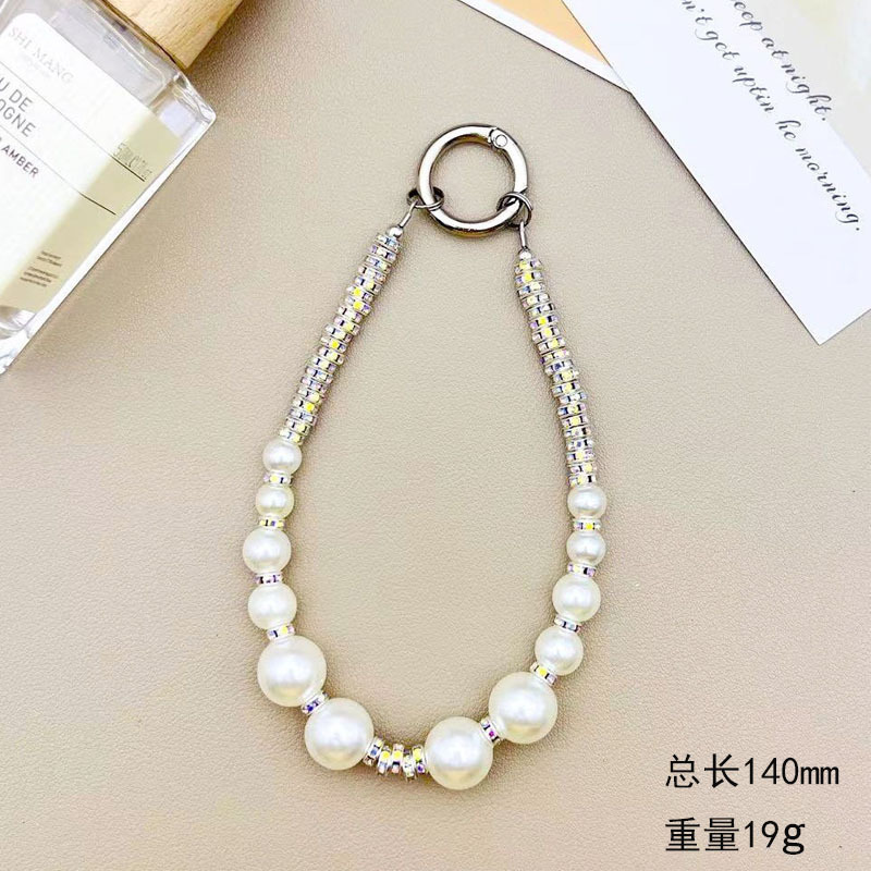 [화이트] 라인스톤 서클 펄 클립 다이아몬드 팔찌