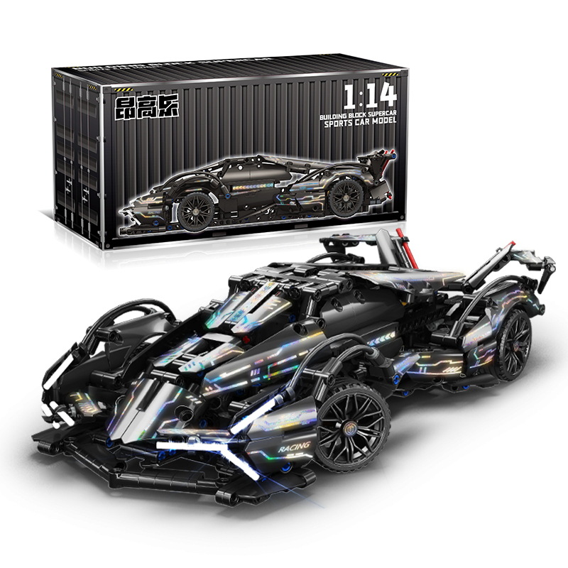 Compatible con LEGO Light Black Wulan Bo V12 Star Sky Cyberghini coche deportivo juguete para niños bloque de construcción coche de control remoto