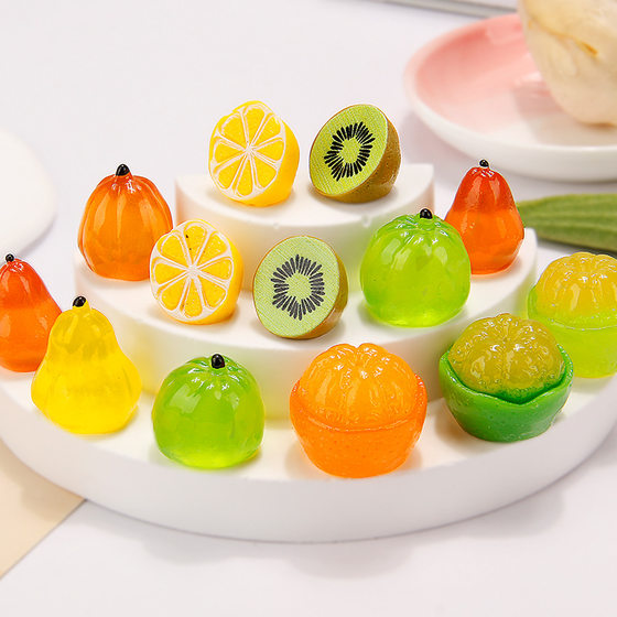 Micro-landscape simulation luminous fruit and vegetable food play resin ornaments hairpin diy decorative accessories three-dimensional small ornaments