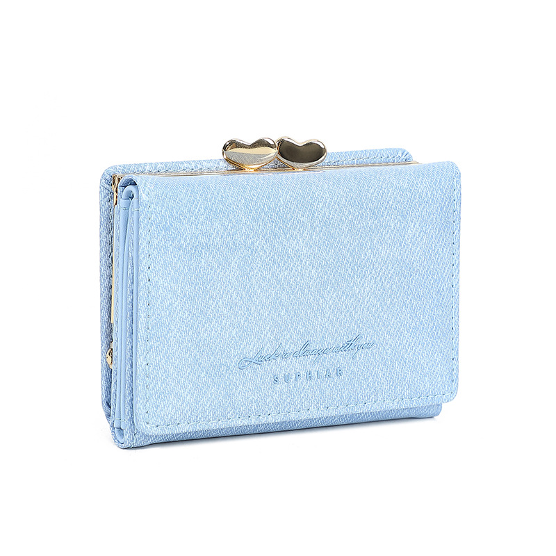 Promoción de la billetera de cuero PU alumno ultra delgado pequeña billetera de tres pliegues de viaje diario simple billetera de mujer personalizada