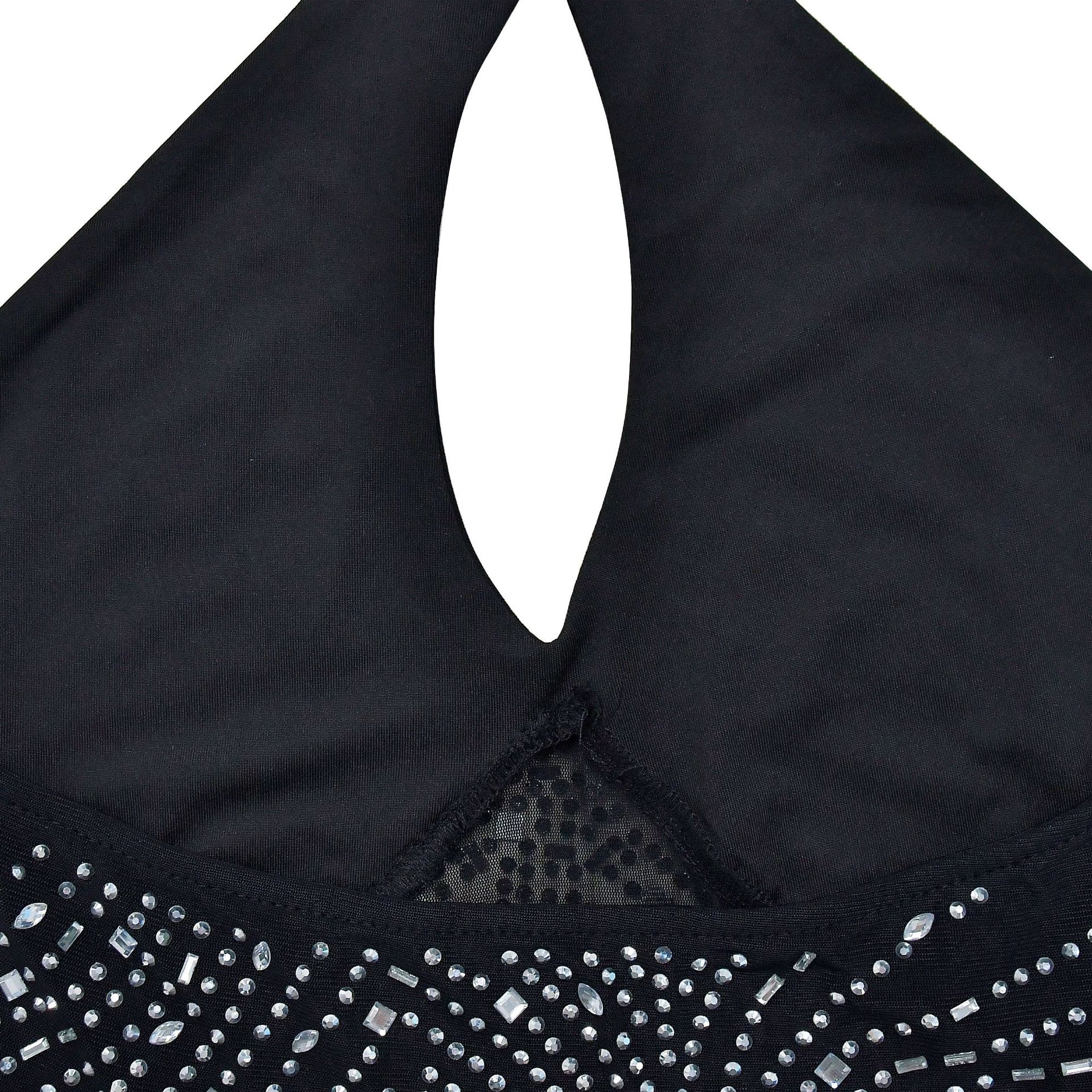 Women's Clothing fashion women's solid color hot diamond halter neck backless short skirt dress_voghion.com