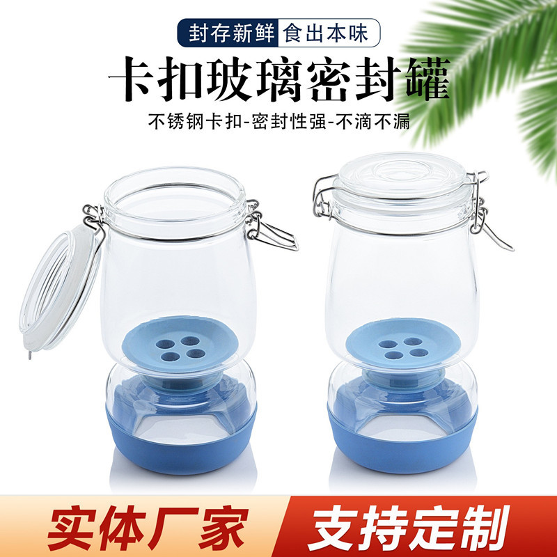 Pickly jar 34oz Tarro de kimchi separado Tarro de kimchi de reloj de arena Botella de kimchi en escabeche de alto contenido de borosilicato