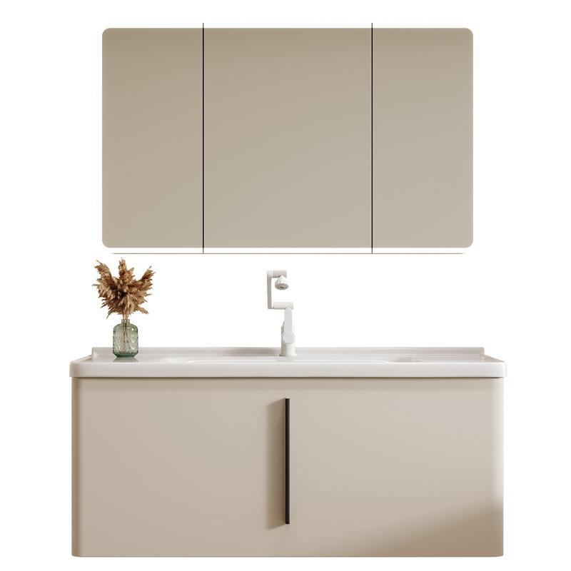 Moderno gabinete de baño de acero inoxidable simple combinación de cerámica en una bañera lavabo