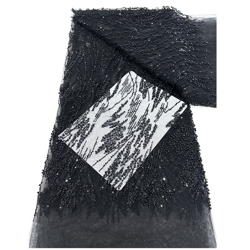 Tejido de bordado de perlas onduladas de agua vestido de boda vestido de moda mallas sequinado tejido bordado
