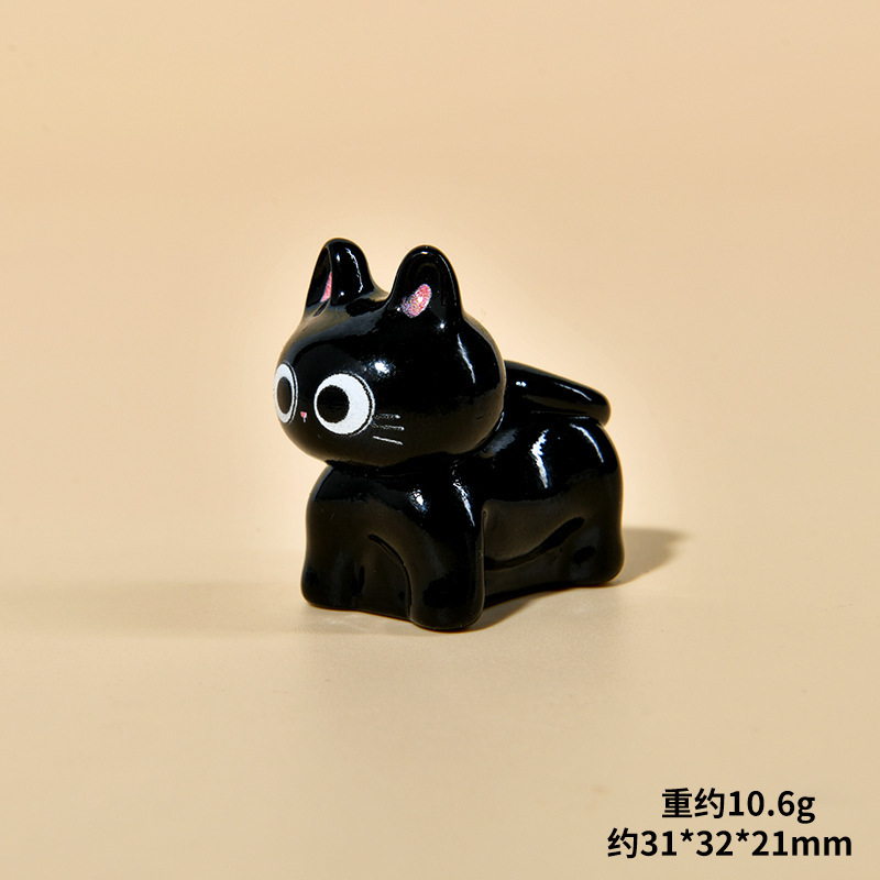 漫画立体小さな黒猫動物樹脂かわいい diy クリエイティブキーホルダージュエリーアクセサリーデスクトップ車の装飾品|undefined