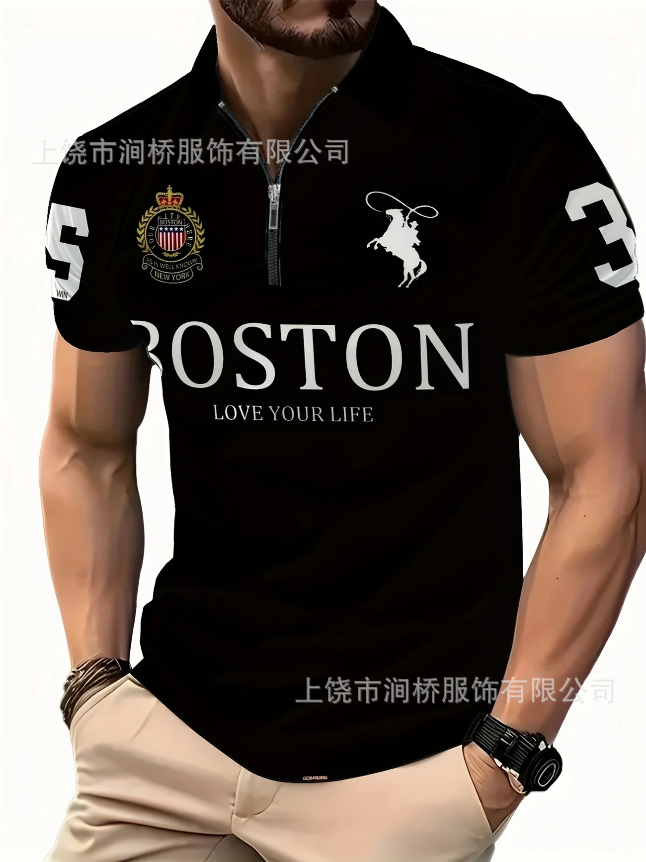Polo de hombre con estampado 3D para comercio transfronterizo 2025, camiseta polo sin mangas informal con patrón para hombre, estilo D de seda helada.