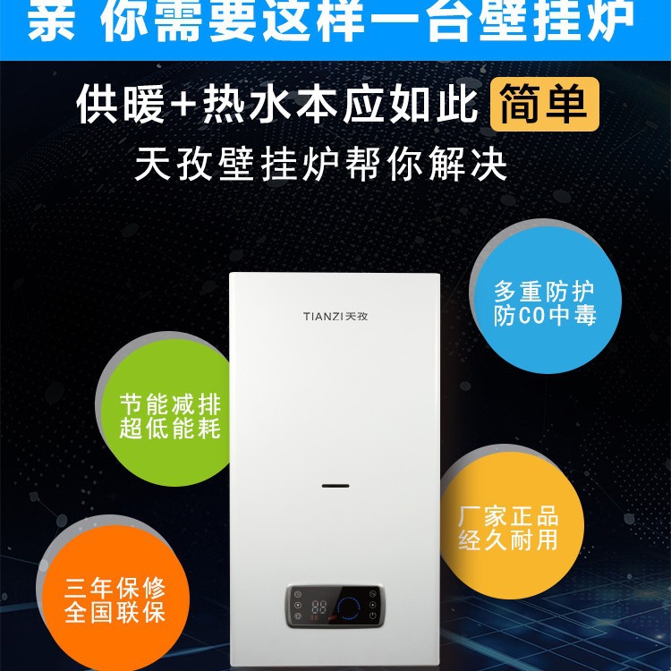 天然气壁挂炉家用取暖锅炉采暖炉地暖洗浴两用燃气壁挂炉工厂20KW