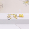 Zirconium, universal lightening hair dye, earrings, 18 carat, micro incrustation, golden color, simple and elegant design